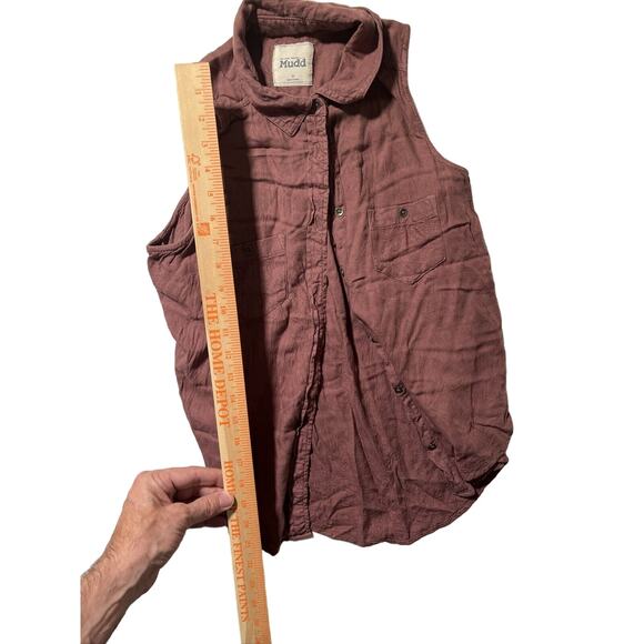 Mudd Embroidered Sleeveless Top Button Down Shirt Casual Mauve Size M - Picture 7 of 7